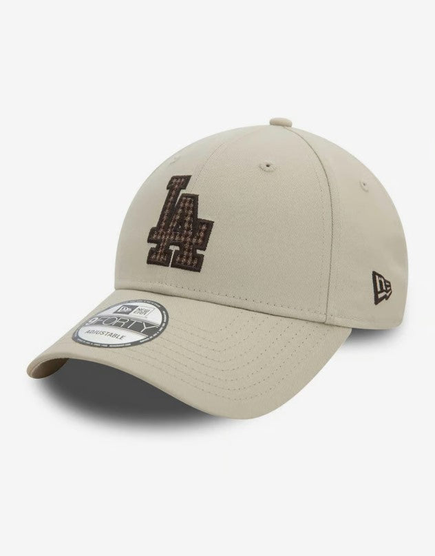 Casquette New Era Check Infill 9Forty MLB Los Angeles Dodgers blanc crème NE0690