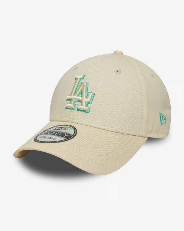 Casquette New Era Team Outline 9FORTY Los Angeles Dodgers blanc crème vert NE7394