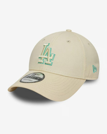 Casquette New Era Team Outline 9FORTY Los Angeles Dodgers blanc crème vert NE7394