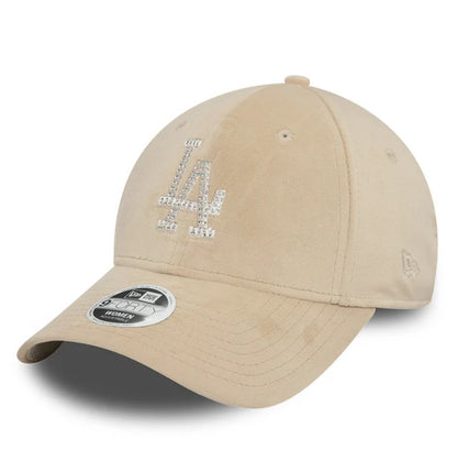 Casquette New Era Velour Diamante 9Forty MLB Los Angeles Dodgers beige blanc femme NE0871