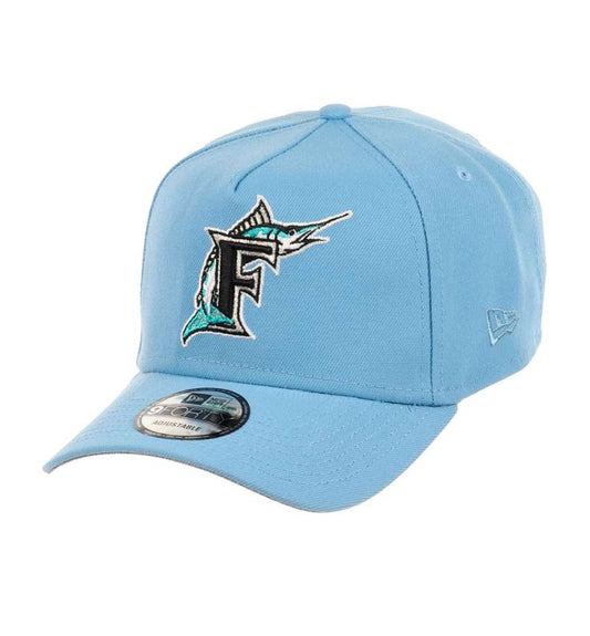 Casquette New Era snapback 9Forty A-Frame bleu ciel Cooperstown des Marlins de Floride MLB NE6133