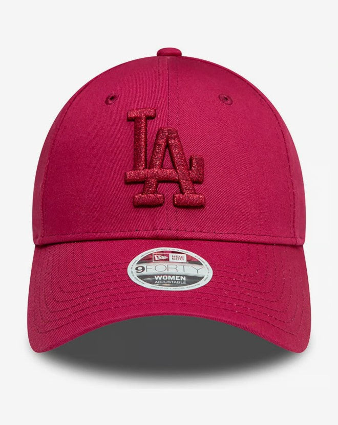 Casquette New Era 9FORTY rose vif avec logo métallique des Dodgers de Los Angeles pour femme NE5493