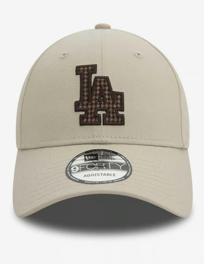 Casquette New Era Check Infill 9Forty MLB Los Angeles Dodgers blanc crème NE0690