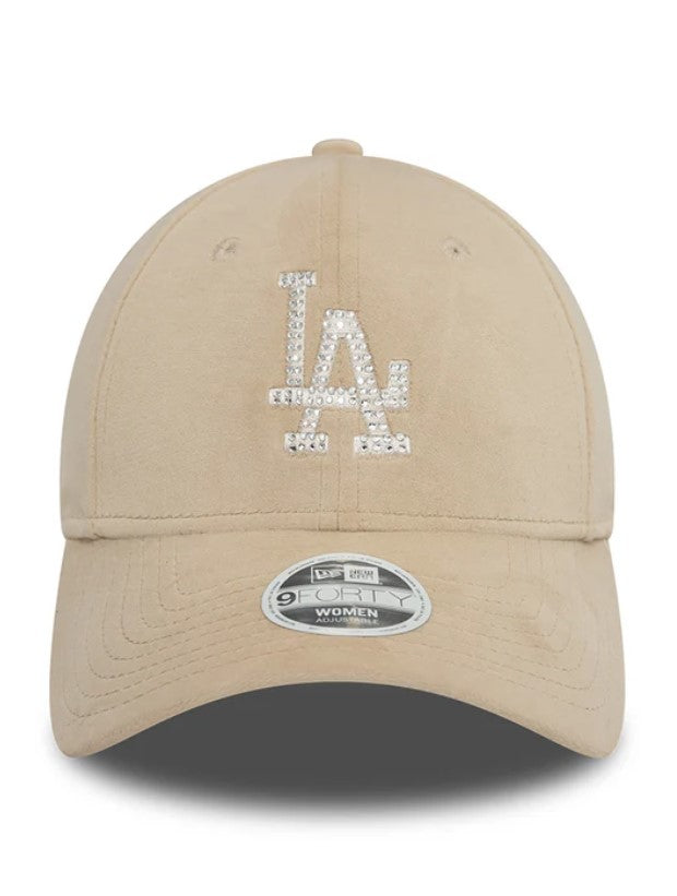 Casquette New Era Velour Diamante 9Forty MLB Los Angeles Dodgers beige blanc femme NE0871