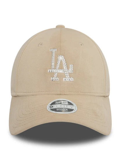 Casquette New Era Velour Diamante 9Forty MLB Los Angeles Dodgers beige blanc femme NE0871